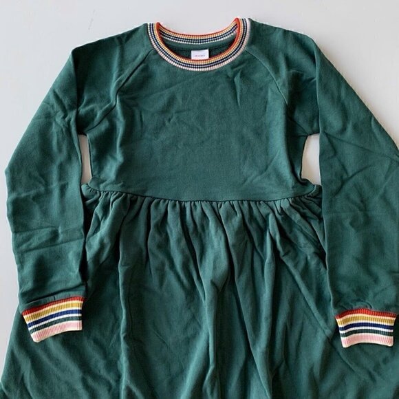 Hanna Andersson Rainbow Trim Juniper Sweatshirt French Terry Dress 10 Years 140 - Picture 2 of 7